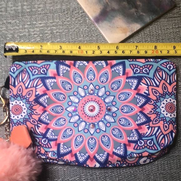 #84c 🍑👛NWOT Swarovski Crystal Bag & Peach Pom Pom Keychain *one of a kind* - Picture 13 of 17